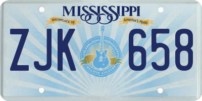 MS license plate ZJK658