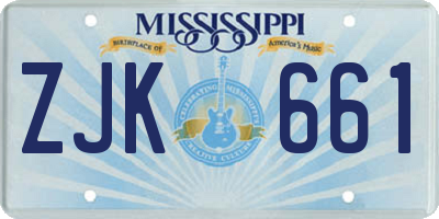 MS license plate ZJK661
