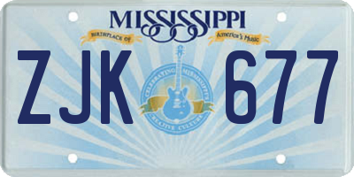 MS license plate ZJK677