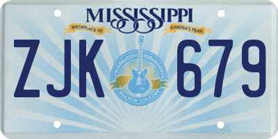 MS license plate ZJK679