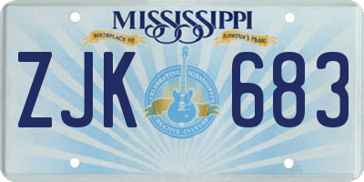 MS license plate ZJK683