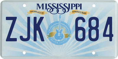 MS license plate ZJK684