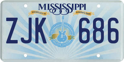 MS license plate ZJK686