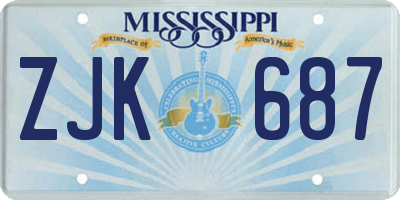MS license plate ZJK687