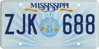 MS license plate ZJK688