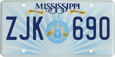 MS license plate ZJK690