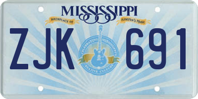 MS license plate ZJK691