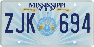 MS license plate ZJK694