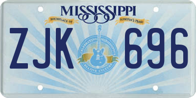 MS license plate ZJK696