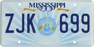 MS license plate ZJK699