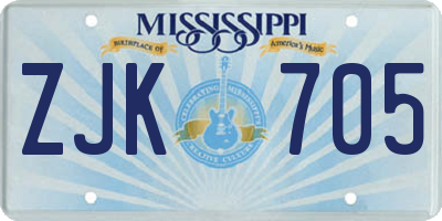 MS license plate ZJK705