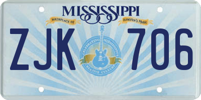 MS license plate ZJK706