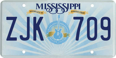 MS license plate ZJK709
