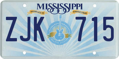 MS license plate ZJK715