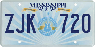MS license plate ZJK720