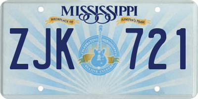 MS license plate ZJK721