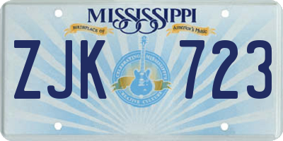 MS license plate ZJK723