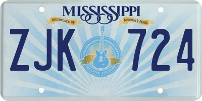 MS license plate ZJK724