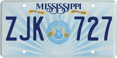 MS license plate ZJK727