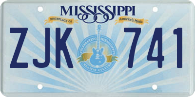 MS license plate ZJK741