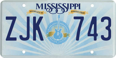 MS license plate ZJK743