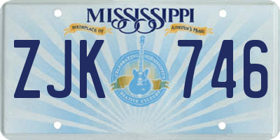 MS license plate ZJK746