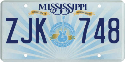 MS license plate ZJK748
