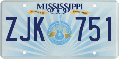 MS license plate ZJK751