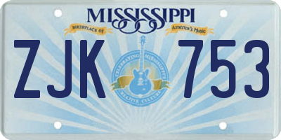 MS license plate ZJK753
