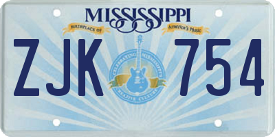 MS license plate ZJK754