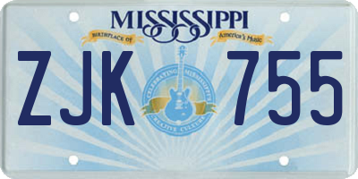 MS license plate ZJK755