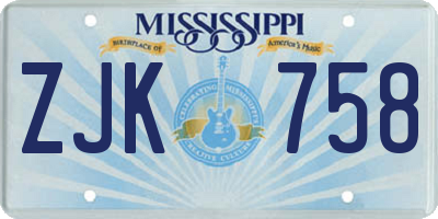 MS license plate ZJK758