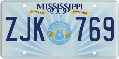 MS license plate ZJK769