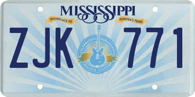 MS license plate ZJK771