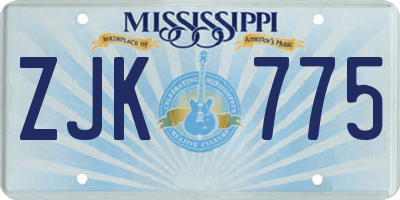 MS license plate ZJK775