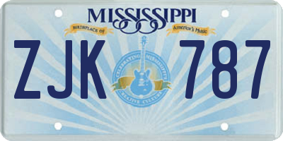 MS license plate ZJK787