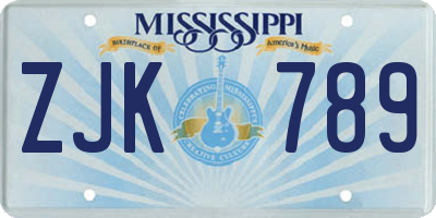 MS license plate ZJK789