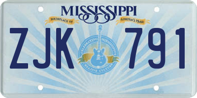 MS license plate ZJK791