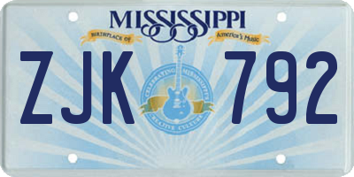 MS license plate ZJK792