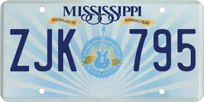 MS license plate ZJK795