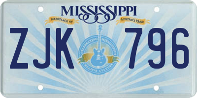 MS license plate ZJK796