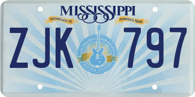 MS license plate ZJK797