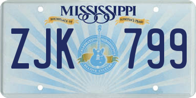 MS license plate ZJK799