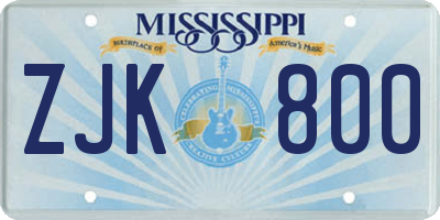 MS license plate ZJK800