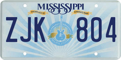 MS license plate ZJK804