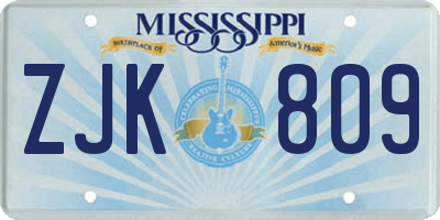 MS license plate ZJK809