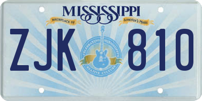 MS license plate ZJK810