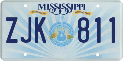 MS license plate ZJK811