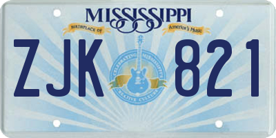 MS license plate ZJK821