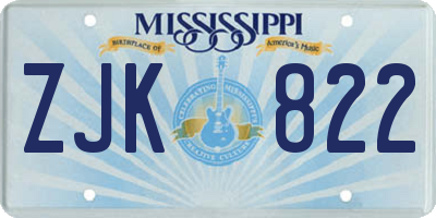 MS license plate ZJK822